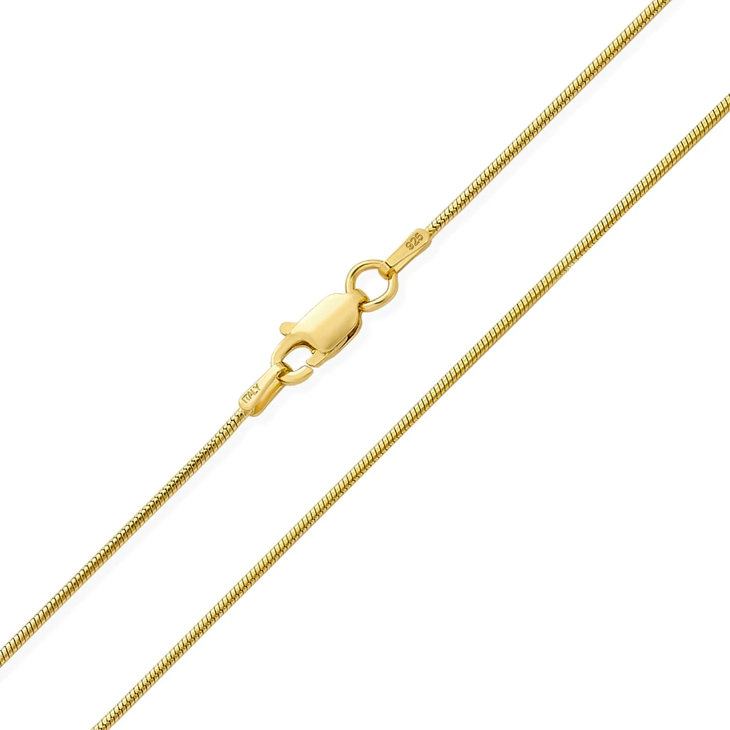 1-3MM 14K Gold Plated .925 Sterling Silver Snake Chain Necklace 16 -30 Inch