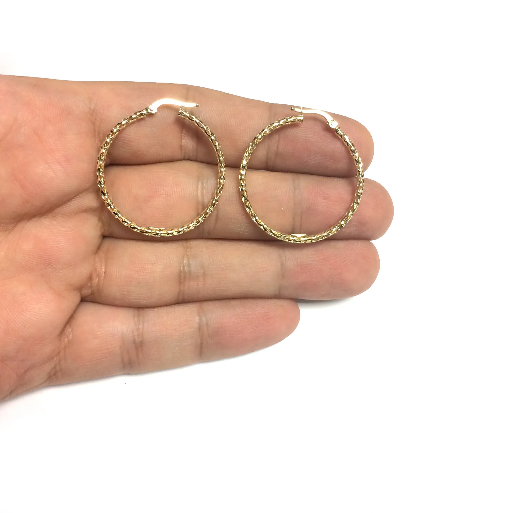 10k Yellow Gold Hoop Earrings, Diameter 30mm