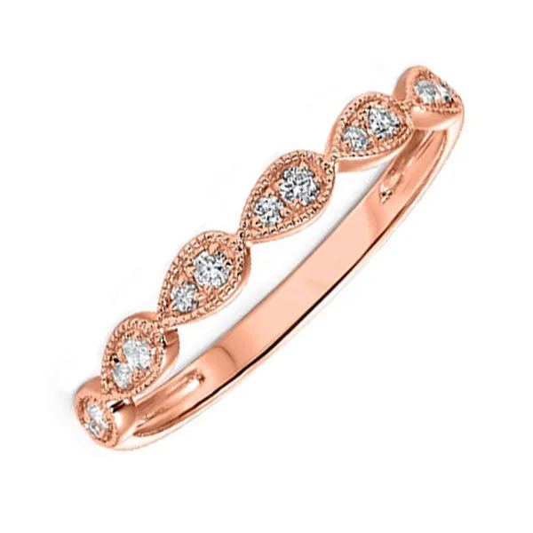 10KT Pink Gold & Diamond Classic Book Stackable Fashion Ring   - 1/8 ctw