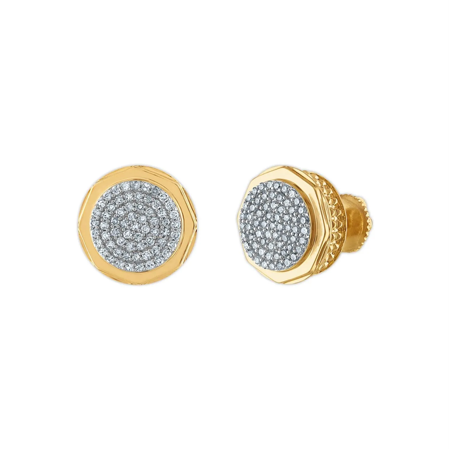 1/2 CTW Diamond Fashion Stud Round Earrings in 10KT Yellow Gold