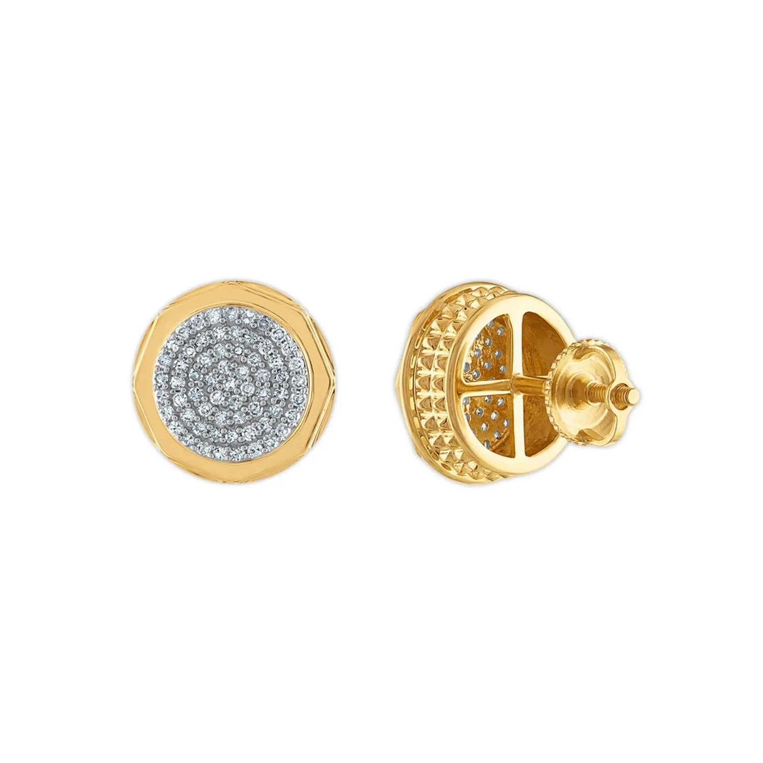 1/2 CTW Diamond Fashion Stud Round Earrings in 10KT Yellow Gold