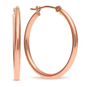 14k Rose Gold 4mm Polished Round Tube Hoop Earrings