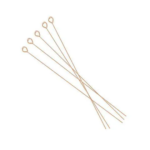 14K Rose Gold Filled 2 Eye Pins - 24ga (Pack of 10)