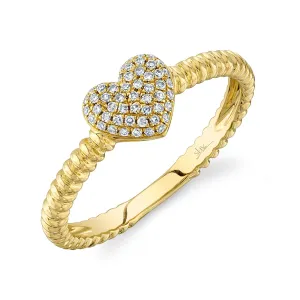 14K YELLOW GOLD AND DIAMOND HEART RING .12CT