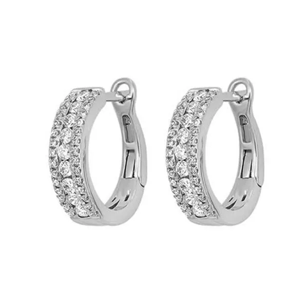 14KT White Gold & Diamond Classic Book 3 Row Fashion Earrings  - 1/2 ctw