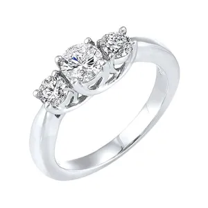 14KT White Gold & Diamond Classic Book 3 Stone Fashion Ring  - 1/4 ctw