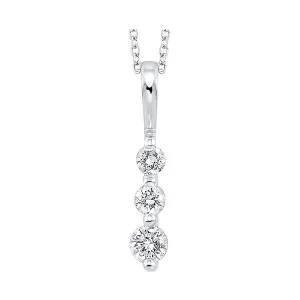 14KT White Gold & Diamond Classic Book 3 Stone Neckwear Pendant  - 1/3 ctw