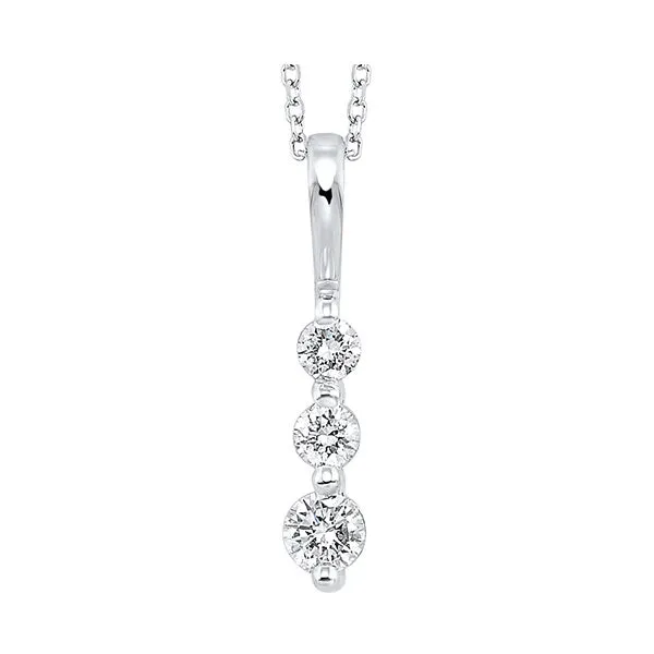 14KT White Gold & Diamond Classic Book 3 Stone Neckwear Pendant  - 1/3 ctw