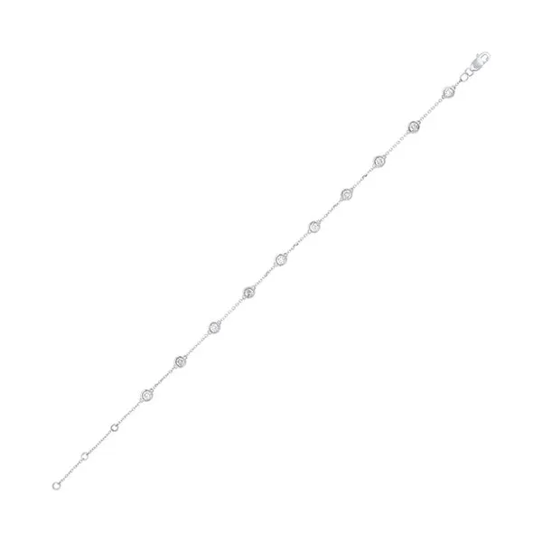 14KT White Gold & Diamond Classic Book Diamonds By The Yard Bracelet & Necklace Bracelet  - 3/4 ctw