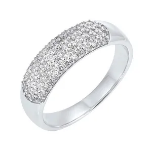 14KT White Gold & Diamond Classic Book High Dome Pave Fashion Ring   - 1/2 ctw