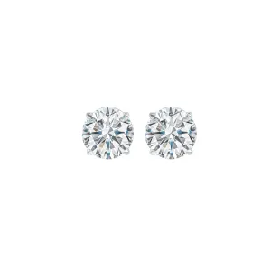 14KT White Gold & Diamond Classic Book Round Stud Earrings  - 3/8 ctw