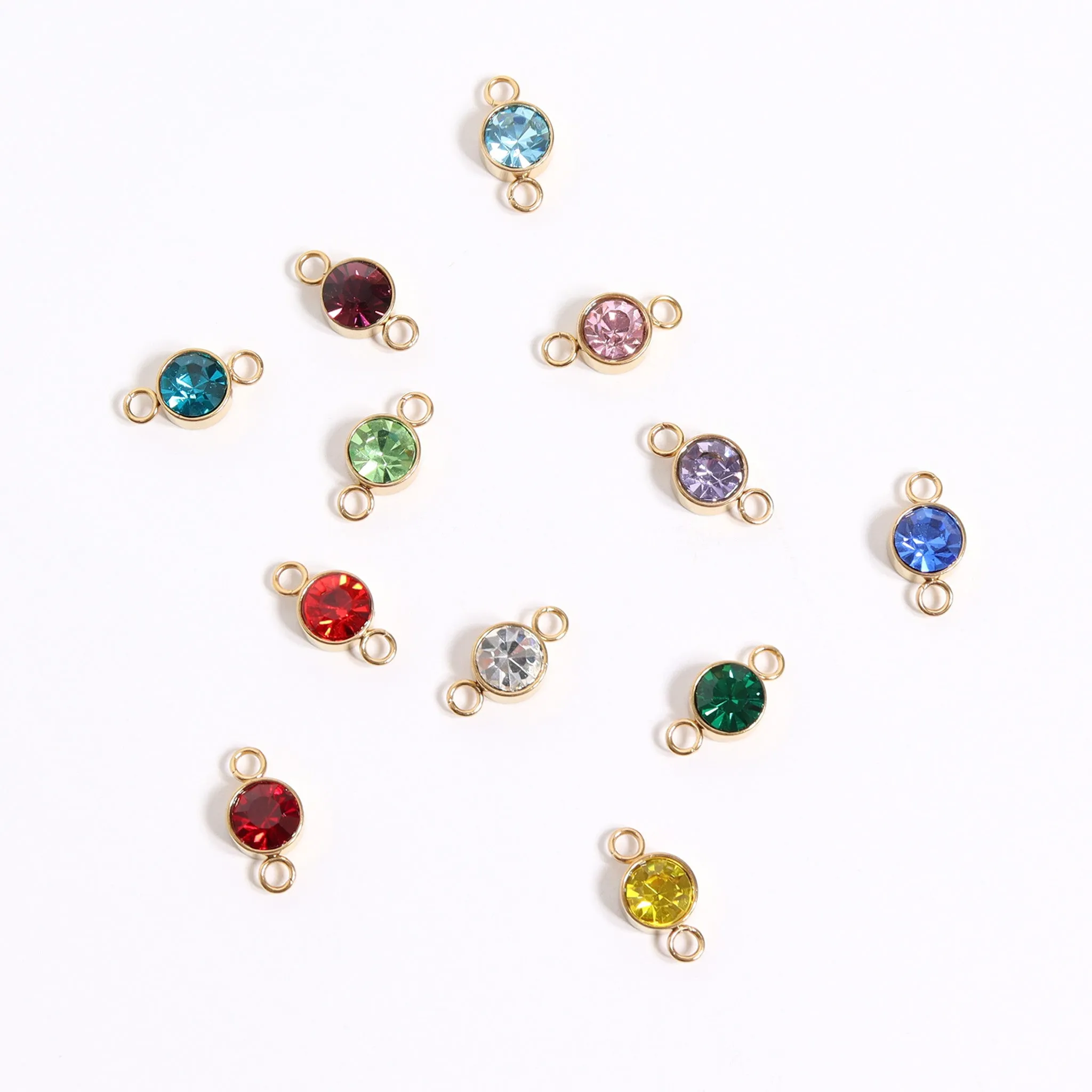 18K Gold PVD Stainless Steel Birthstone Connector Charm / PDL0122