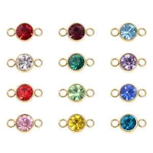 18K Gold PVD Stainless Steel Birthstone Connector Charm / PDL0122