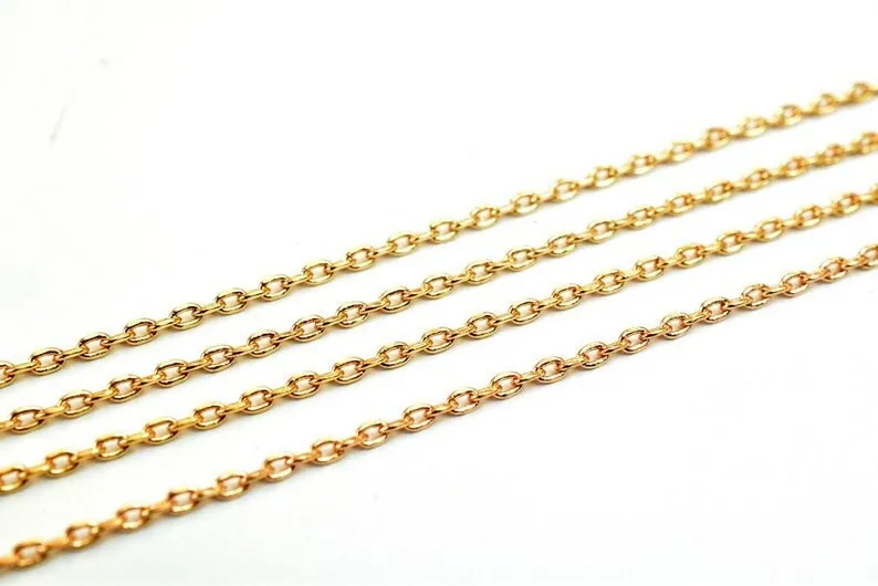 18K Pinky Gold Filled Look, Cable Chain Link Chain personalize necklace 3 feet  Width 1mm Thickness 0.5mm Gold-Filled finding for Jewelry Making