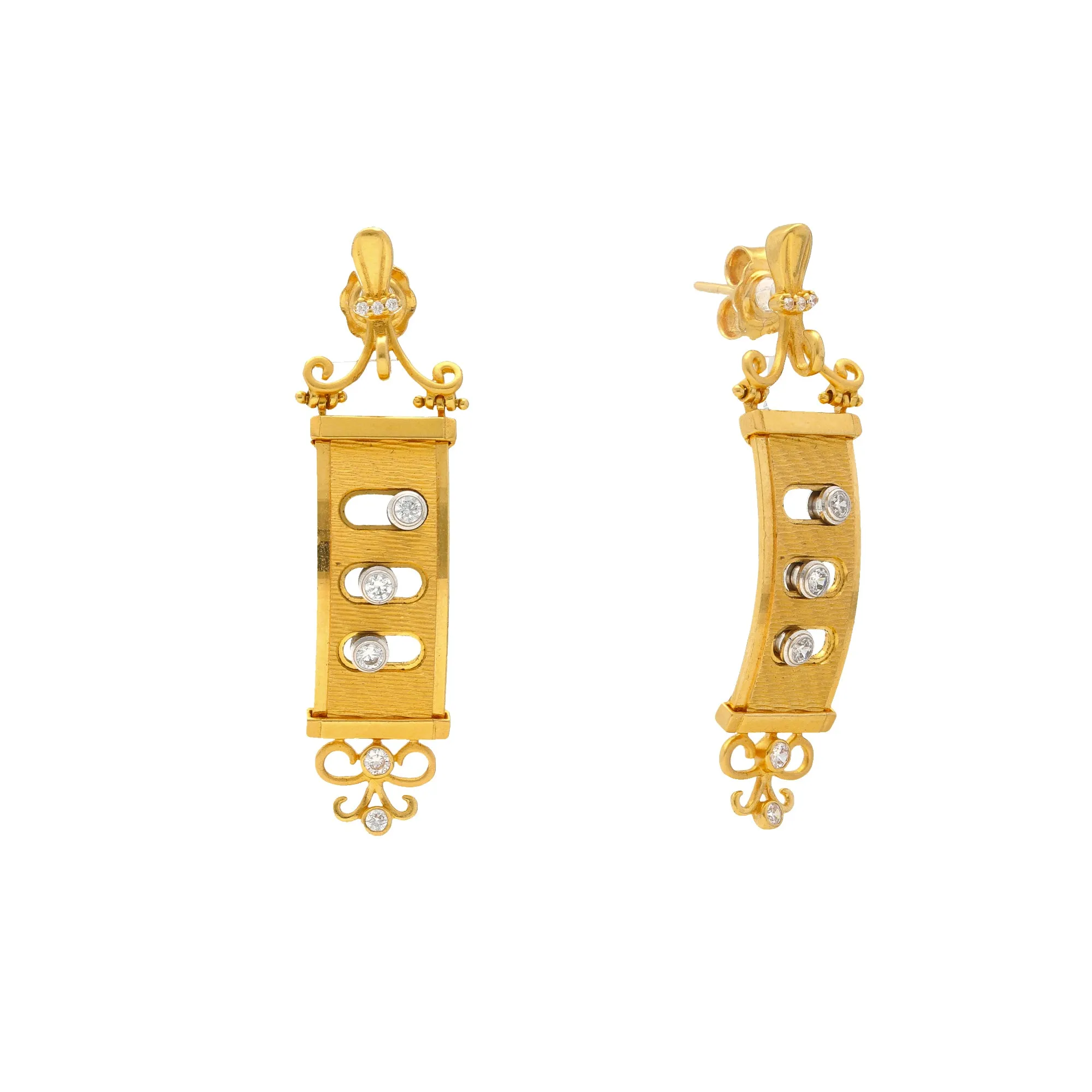 22K Yellow Gold & CZ Earrings (12.9gm)