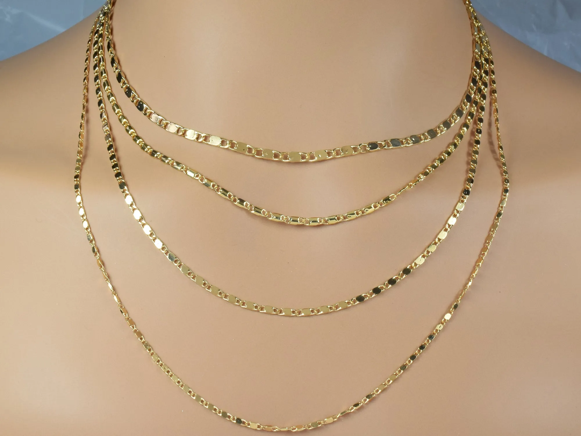 3 Feet 18K Gold Filled Look, Bar Scroll necklace Chain Size 1.8mm/2mm/2.3mm/3mm Findings Chain For Jewelry Supplier and customize