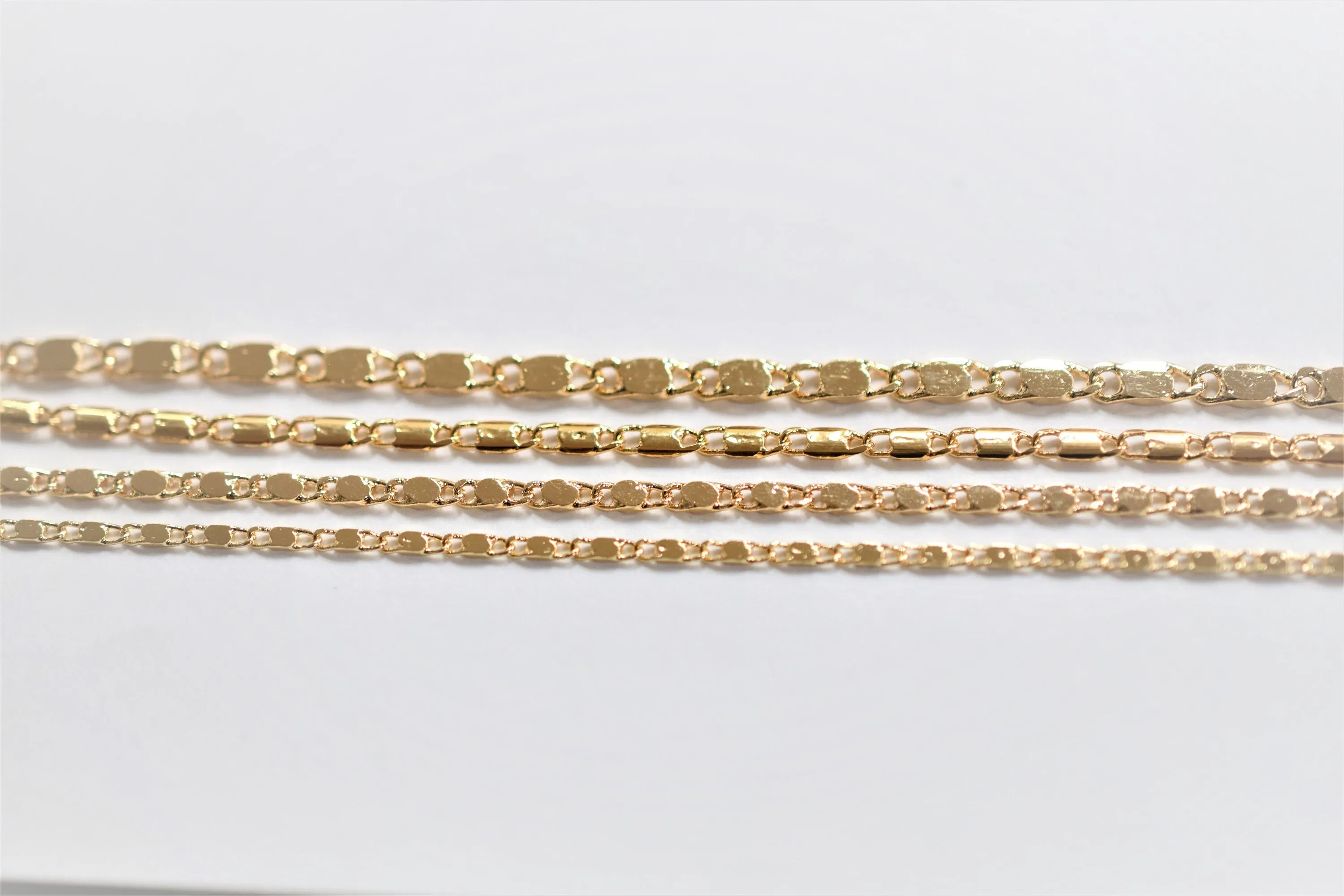 3 Feet 18K Gold Filled Look, Bar Scroll necklace Chain Size 1.8mm/2mm/2.3mm/3mm Findings Chain For Jewelry Supplier and customize