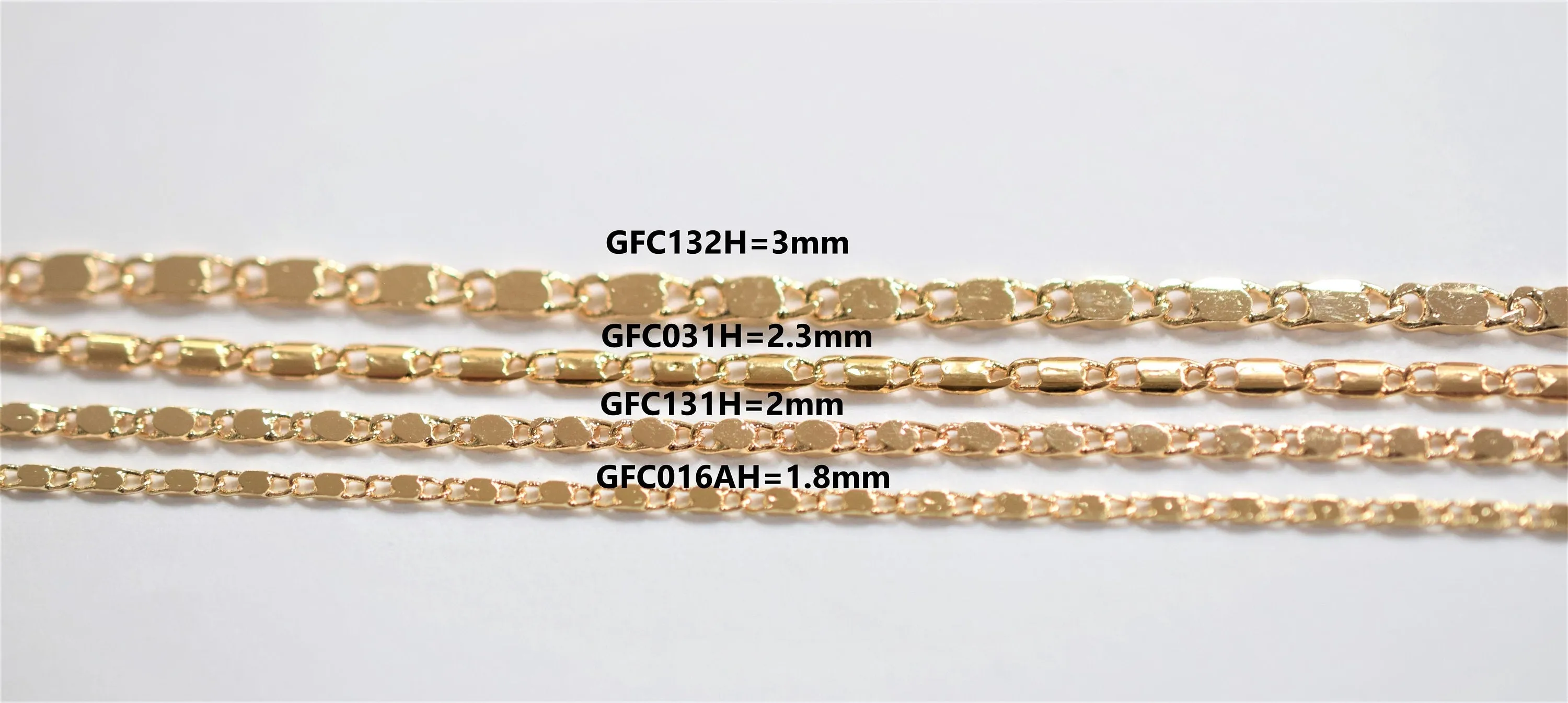 3 Feet 18K Gold Filled Look, Bar Scroll necklace Chain Size 1.8mm/2mm/2.3mm/3mm Findings Chain For Jewelry Supplier and customize