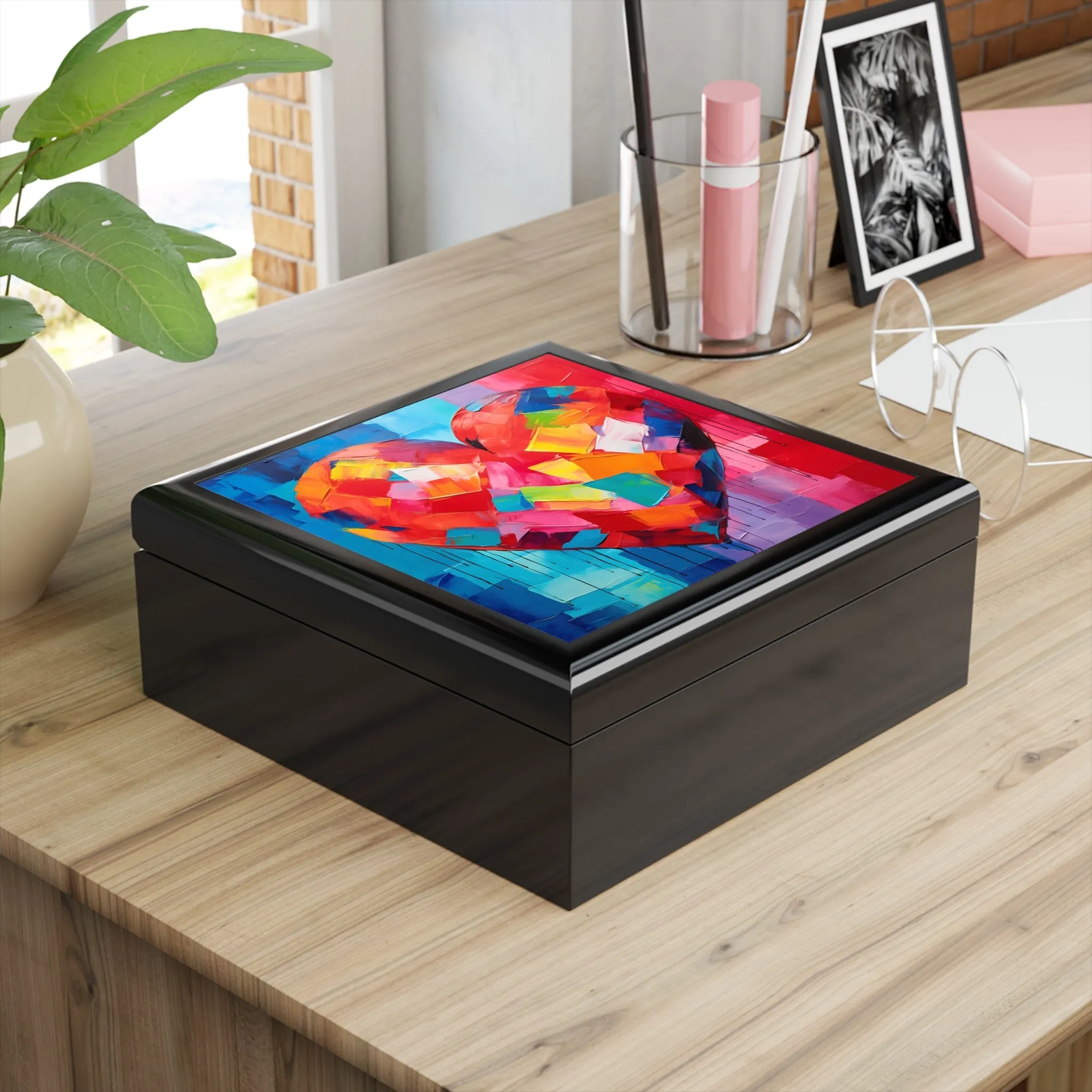 Abstract Pop Art Heart Jewelry Box