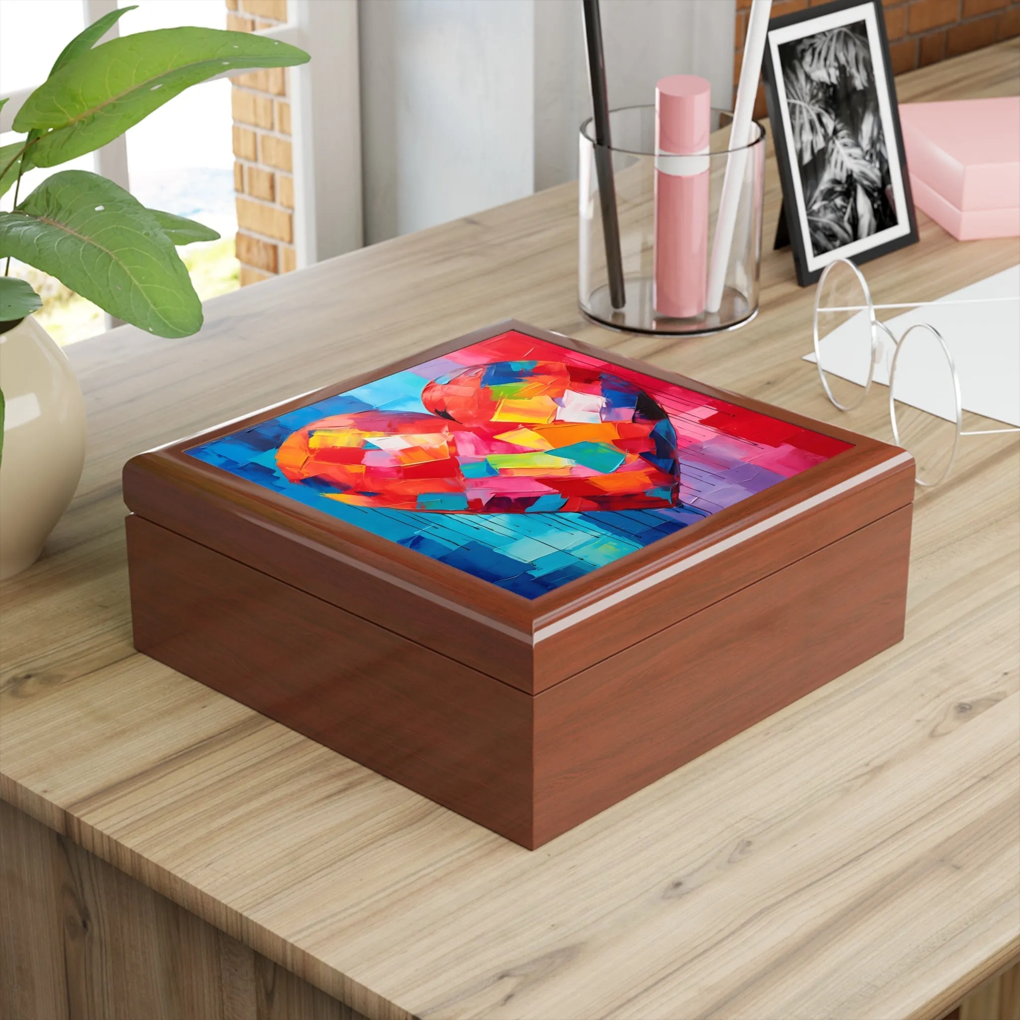 Abstract Pop Art Heart Jewelry Box