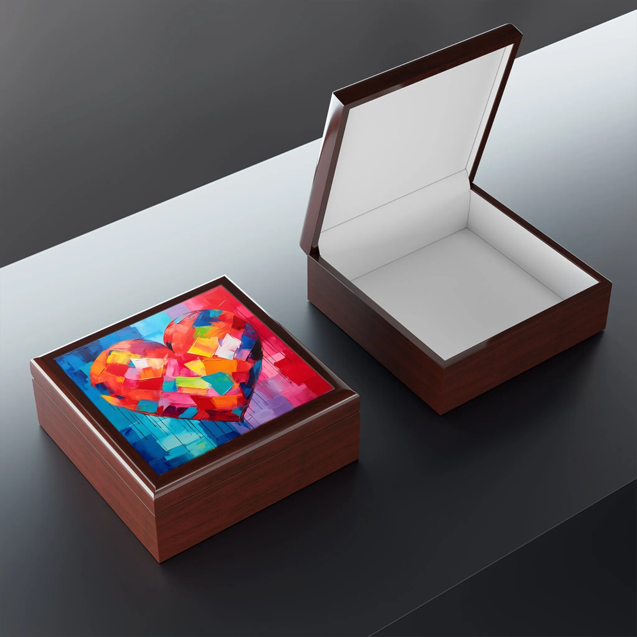 Abstract Pop Art Heart Jewelry Box