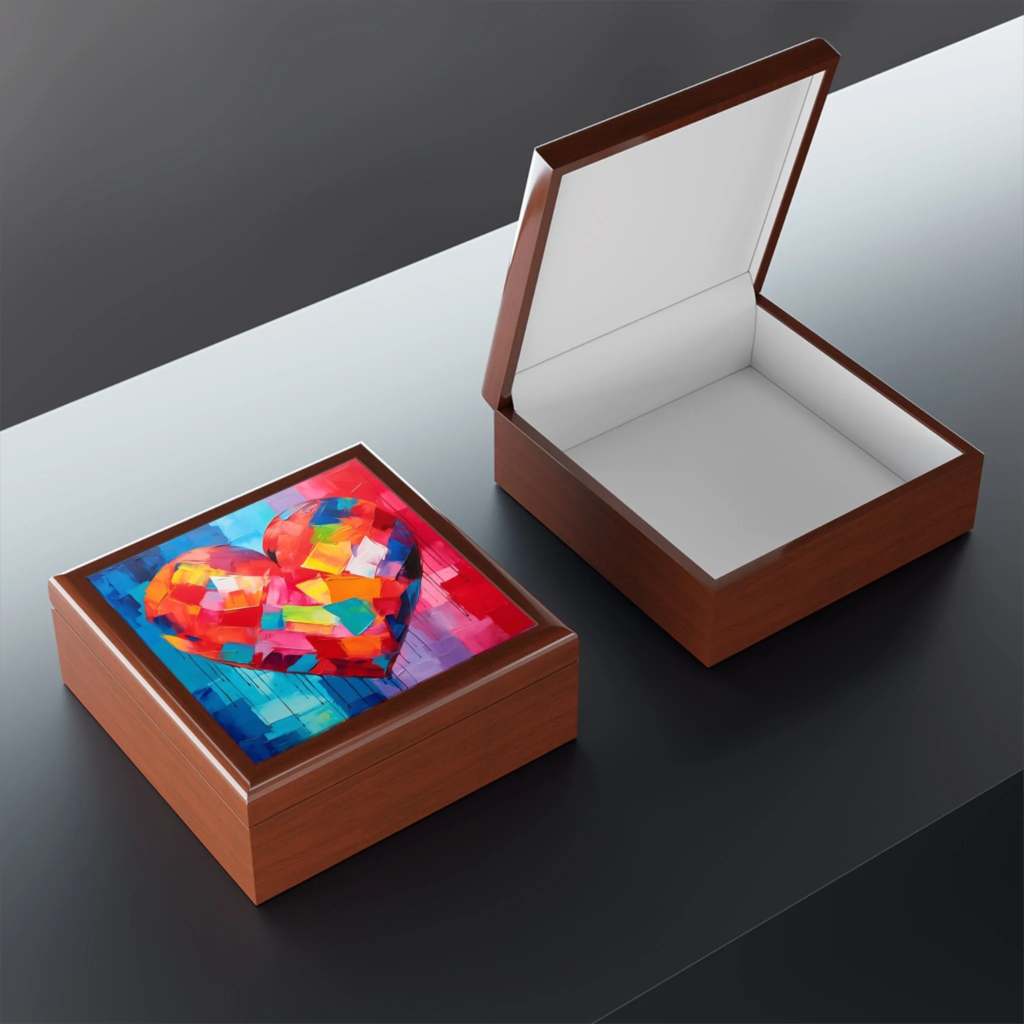 Abstract Pop Art Heart Jewelry Box