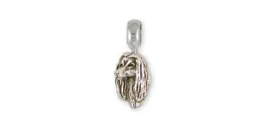 Afghan Hound Charm Slide Jewelry Sterling Silver Handmade Dog Charm Slide AF2-PNS