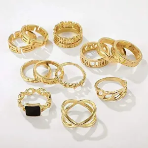 Alloy Gold Plated Ring Set - Set Of 13