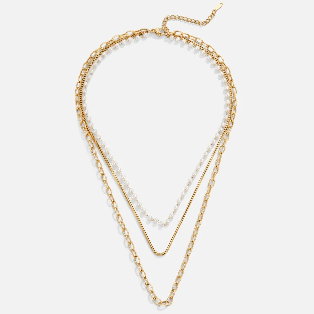 Ariel Triple Chain & Pearl Necklace