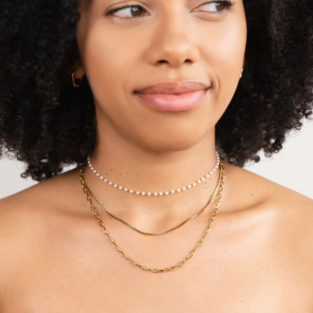 Ariel Triple Chain & Pearl Necklace