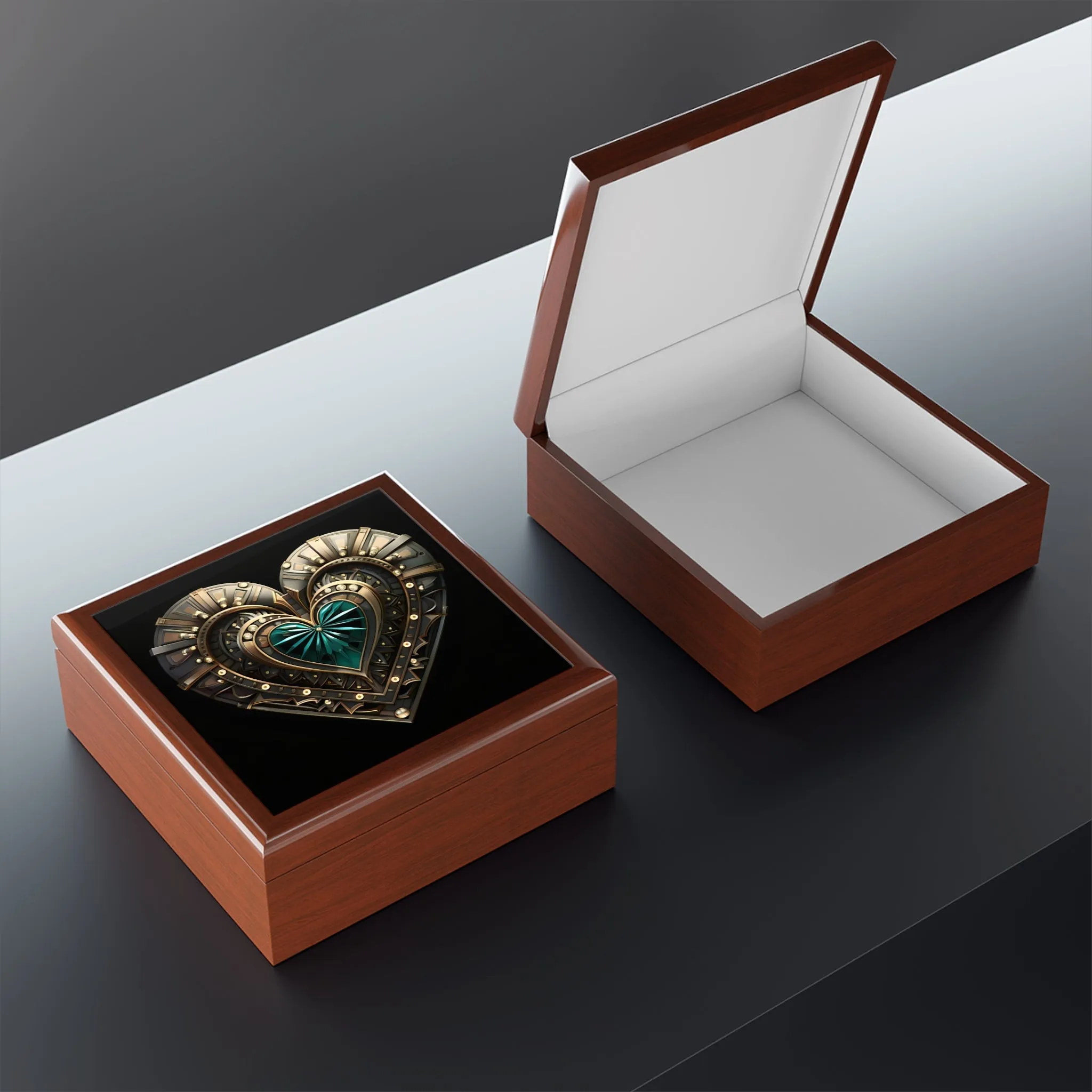 Art Deco Style Heart Gift Jewelry Box