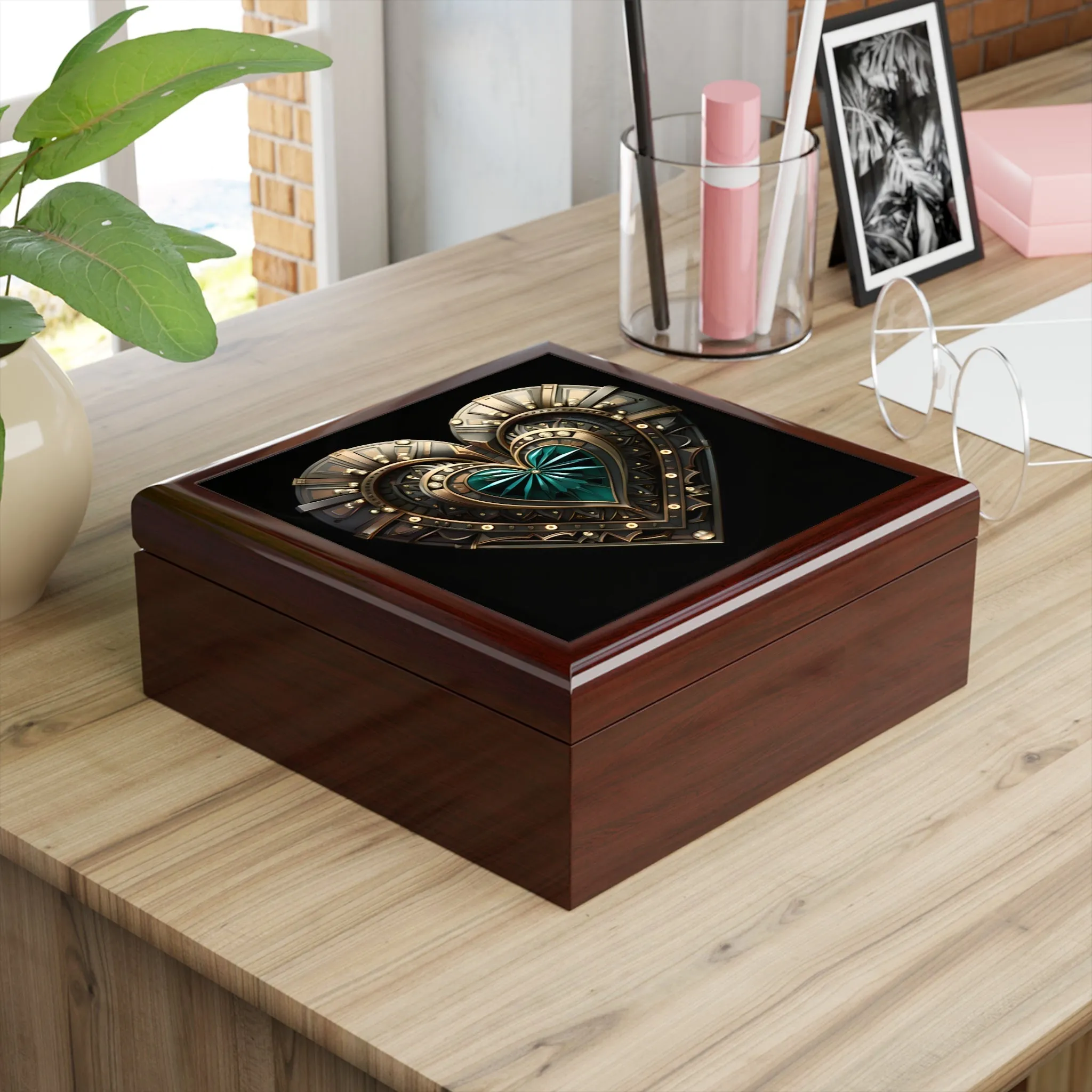 Art Deco Style Heart Gift Jewelry Box