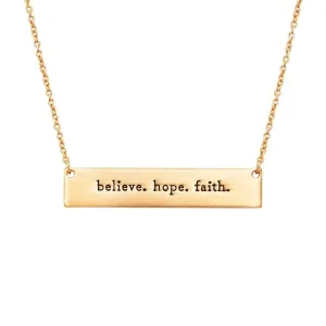 Believe, Hope, Faith Bar Necklace