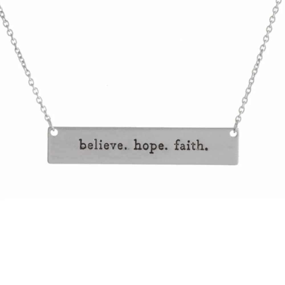 Believe, Hope, Faith Bar Necklace