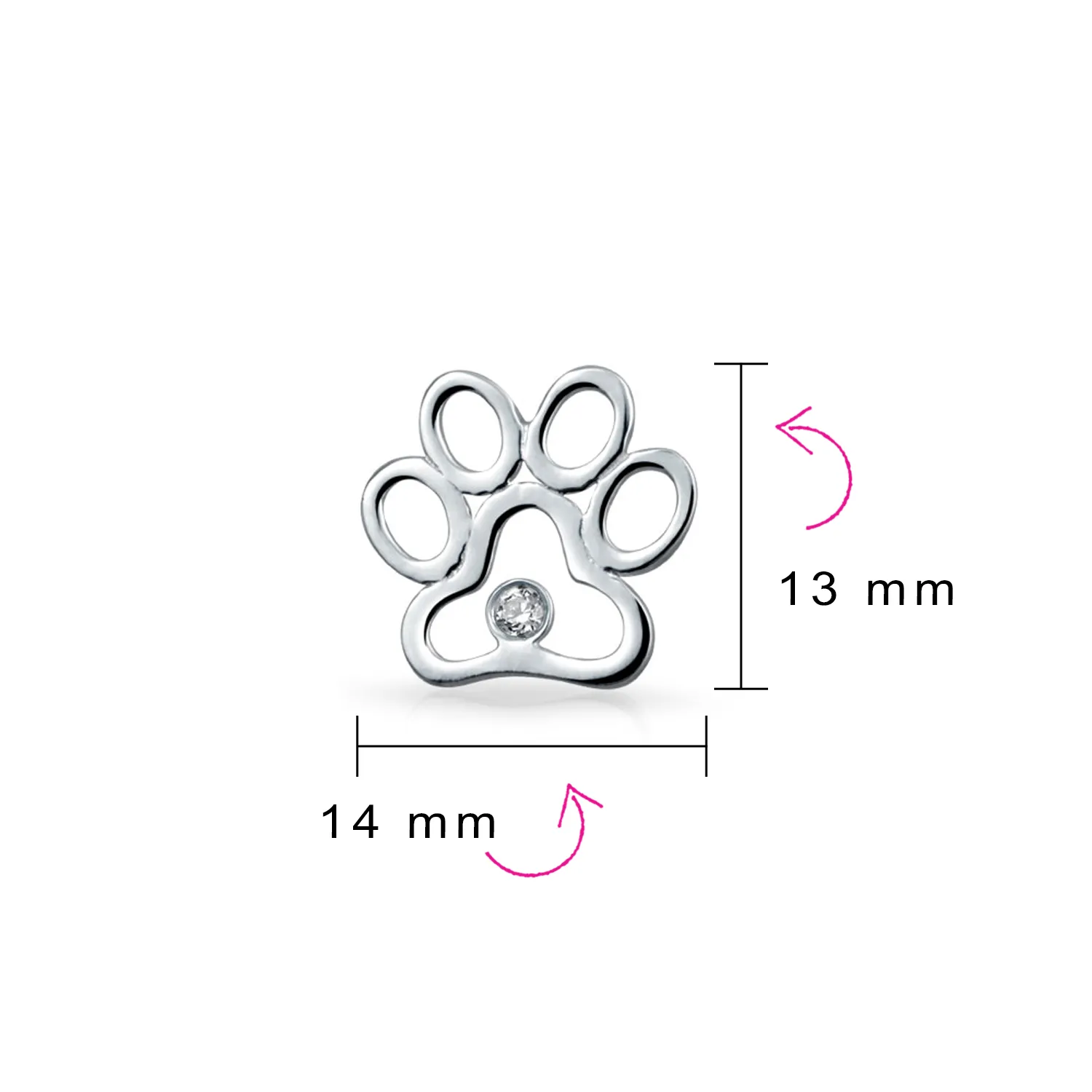 BFF Lover Pet Dog Cat Paw Print Dangle Stud Earrings Puppy .925 Silver