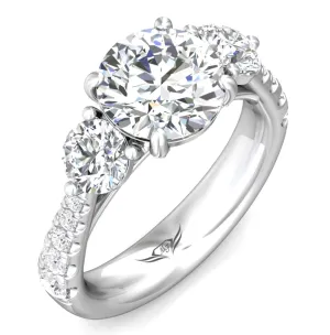 Bremer Jewelry Round Center Three-Stone Diamond Engagement Ring Setting in 14K White Gold (1.45ctw)