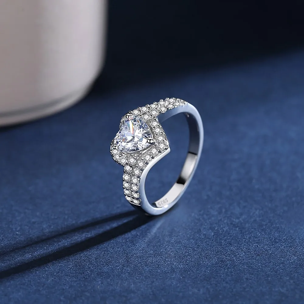 Classic Heart Zircon Rings Jewelry