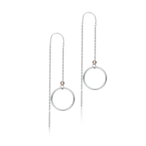 Classic Sterling Silver Two-Tone Dangling Earrings