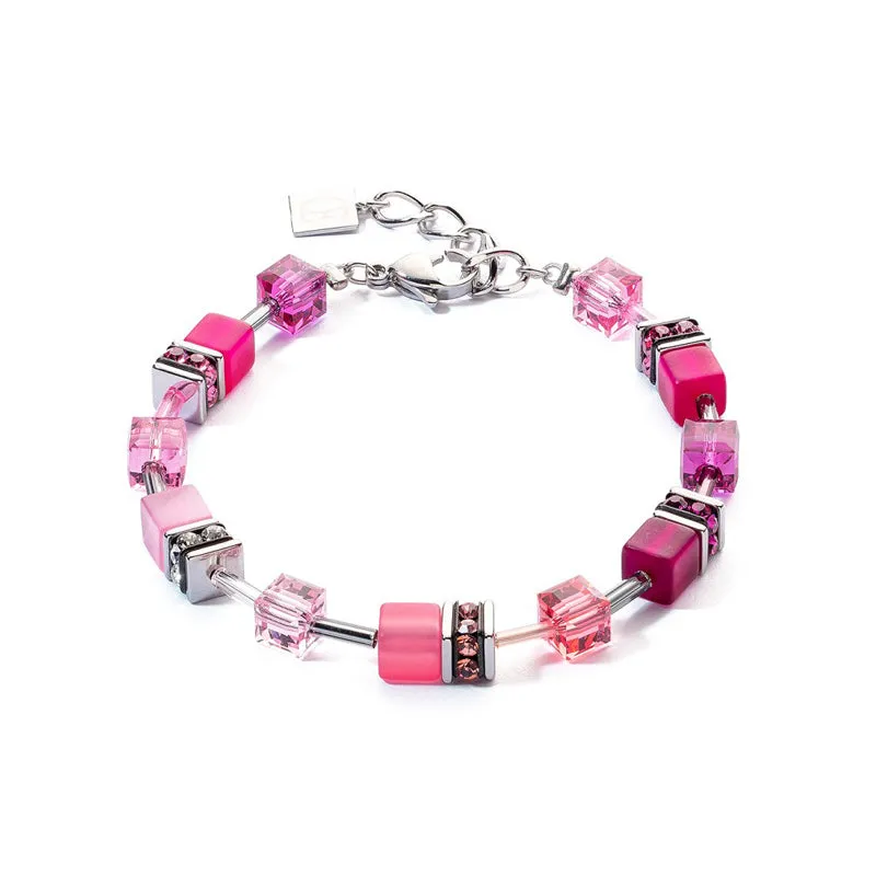 Stunning Coeur de Lion Fuchsia Cat Eye Cube and Crystal Bracelet