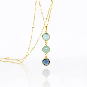 Customizable Round Birthstone Vertical Station Necklace