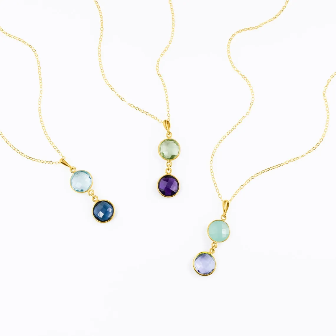 Customizable Round Birthstone Vertical Station Necklace