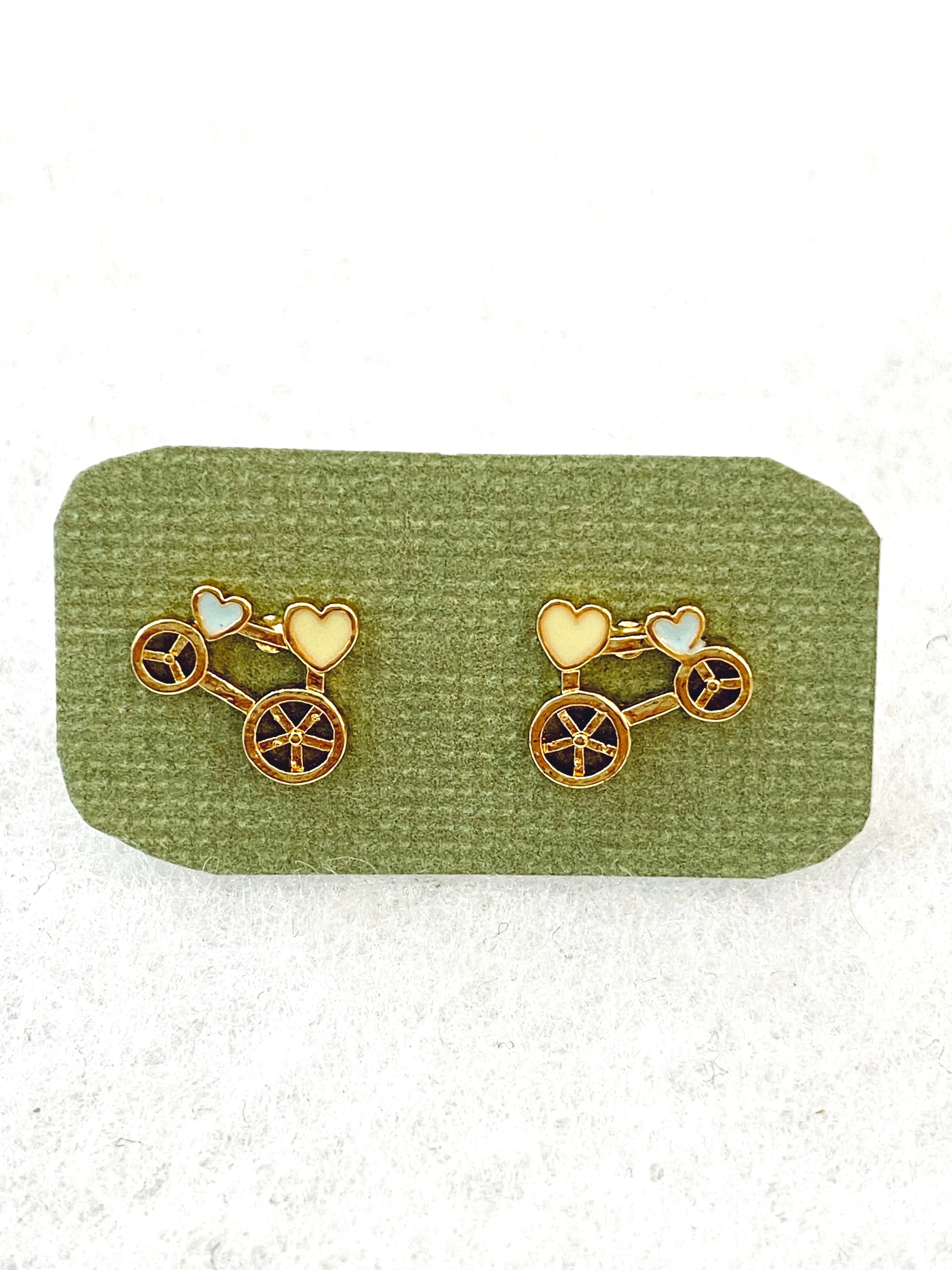 Cute Heart Bike Stud Earrings