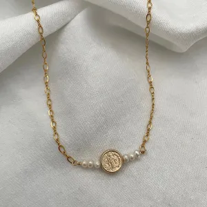 Dainty Benedictine Coin Necklace