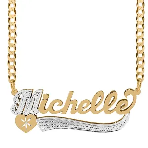 Double Plated Name Necklace Michelle with Cuban chain