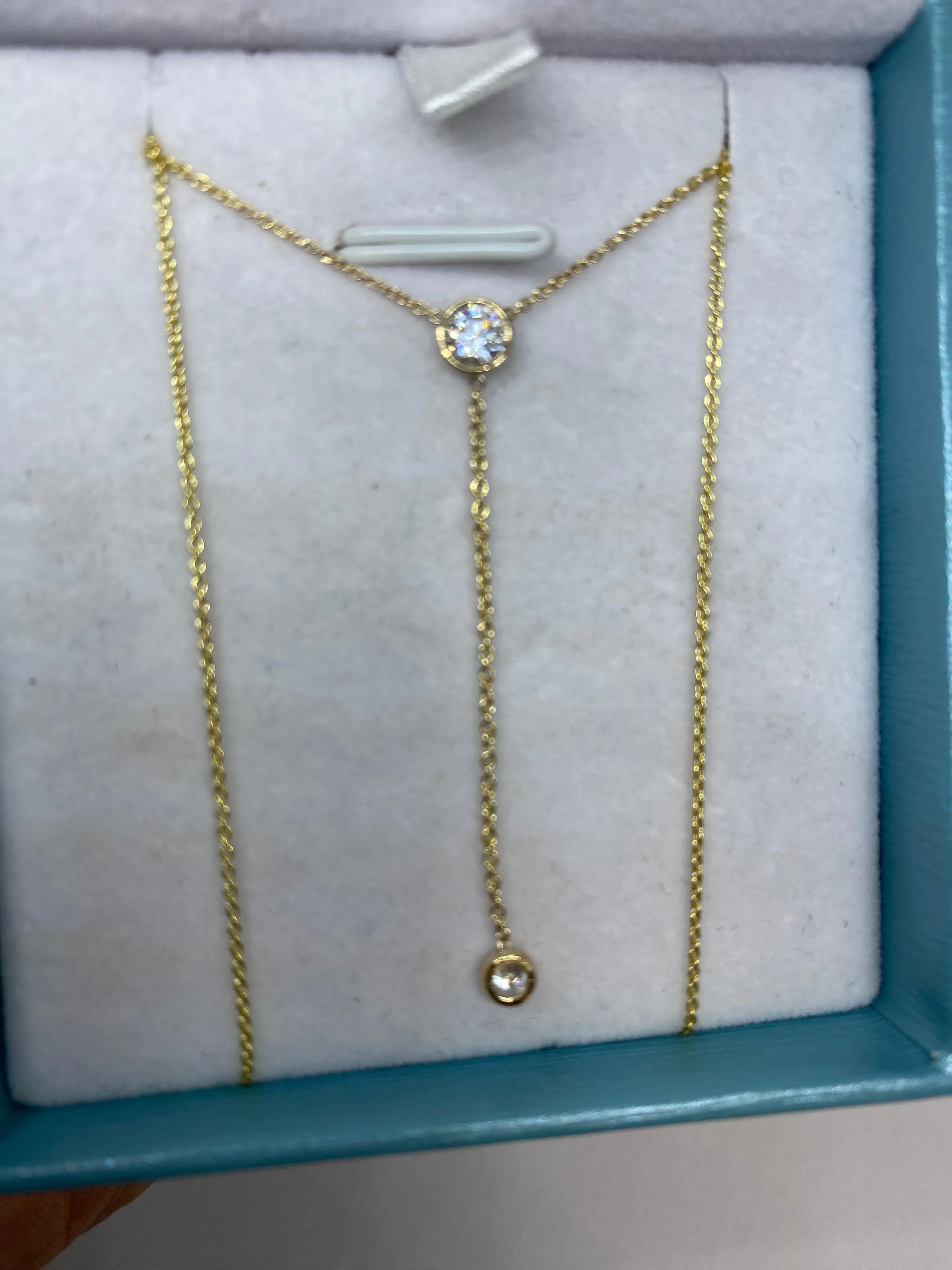 Duo Diamond Lariat Necklace