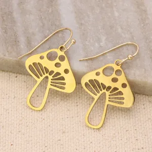 Earrings - Mushroom Gold Laser