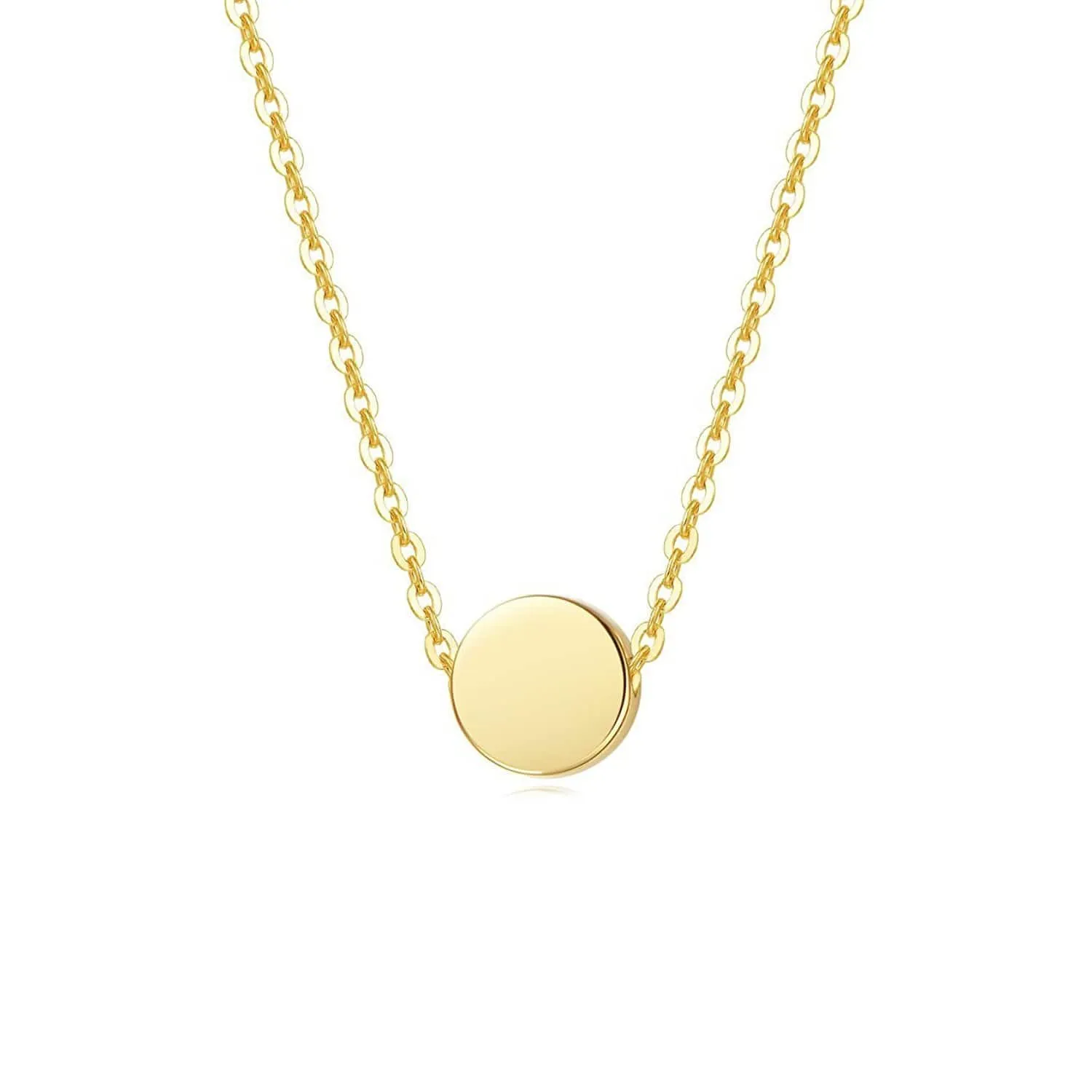 FANCIME Minimalist Coin 14K Yellow Gold Necklace