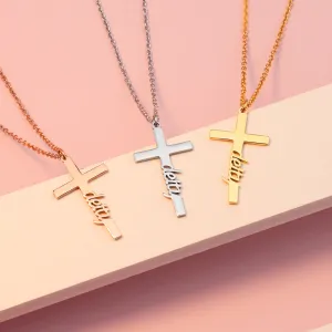 Fashion Creative Cross Customizable Name Pendant Necklace