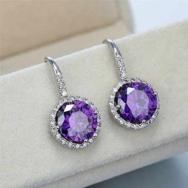 Fashion Jewelry Classic Round Drop Earrings for Women with Zircon in Silver Color