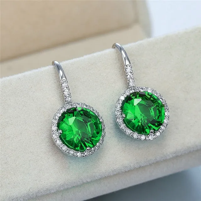 Fashion Jewelry Classic Round Drop Earrings for Women with Zircon in Silver Color